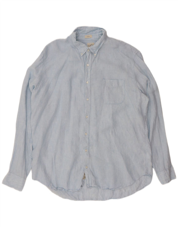 J. CREW Camisa alta de corte clásico para hombre 2XL Lino azul