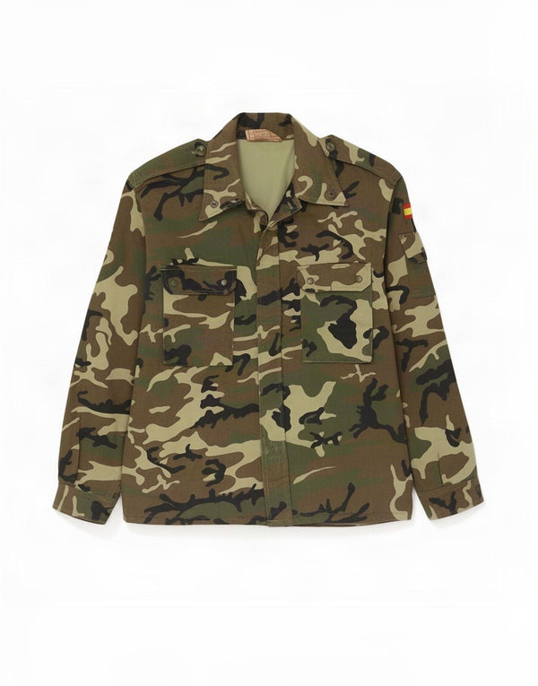 Camisa militar vintage para hombre XL Algodón de camuflaje caqui