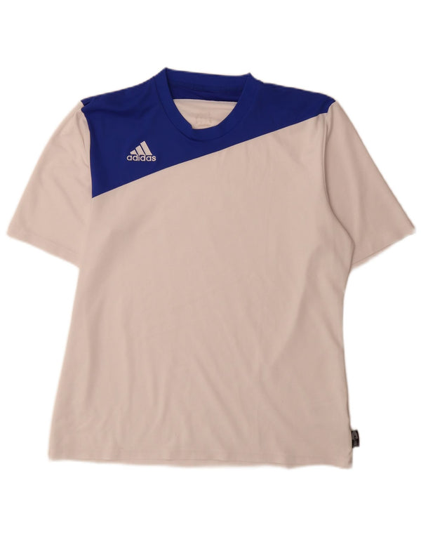Adidas Hombre Climalite Camiseta Top Medio Blanco Colorblock Poliéster