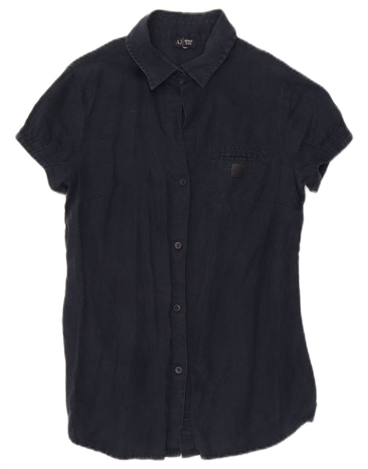 Armani Camisa de manga corta para mujer UK 10 Small Azul marino