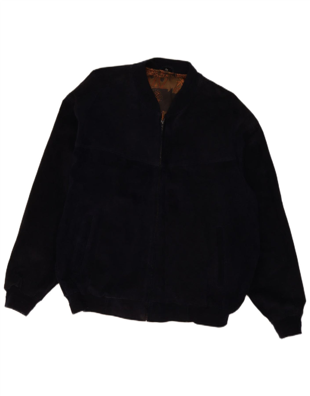 VINTAGE Chaqueta bomber de ante para hombre IT 54 2XL Cuero azul marino