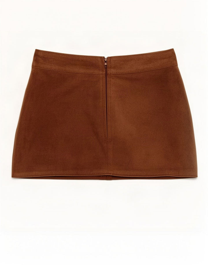 Zara Minifalda de ante para mujer IT 44 Medium W25 Marrón
