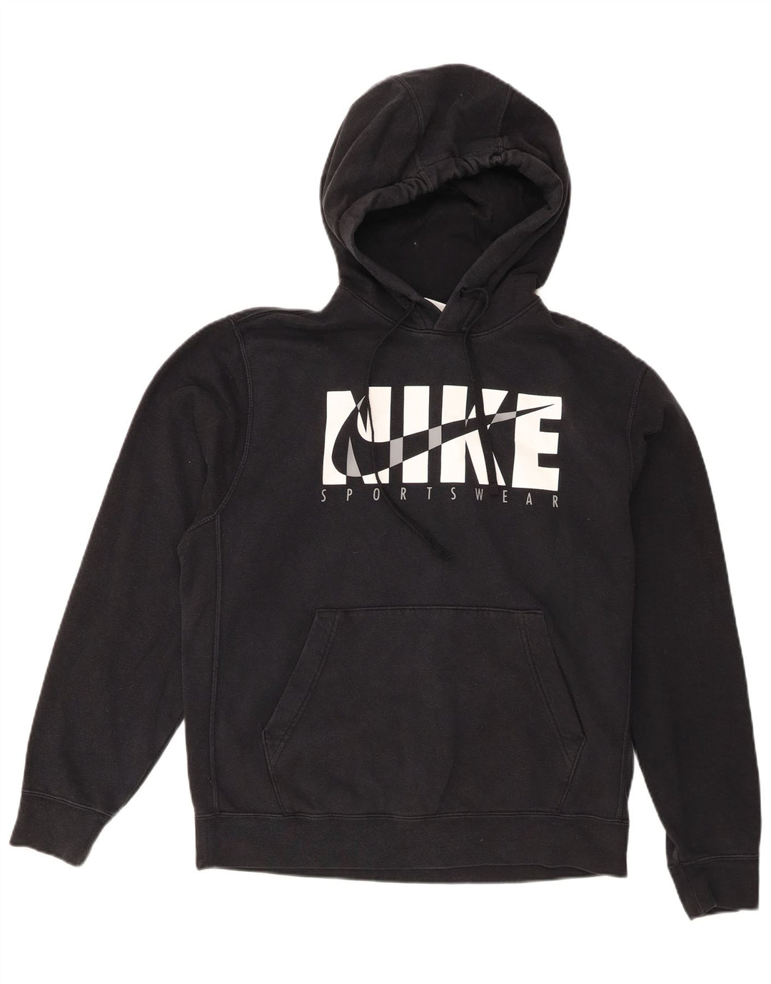 Nike Sudadera con capucha gráfica para hombre, jersey de algodón negro mediano