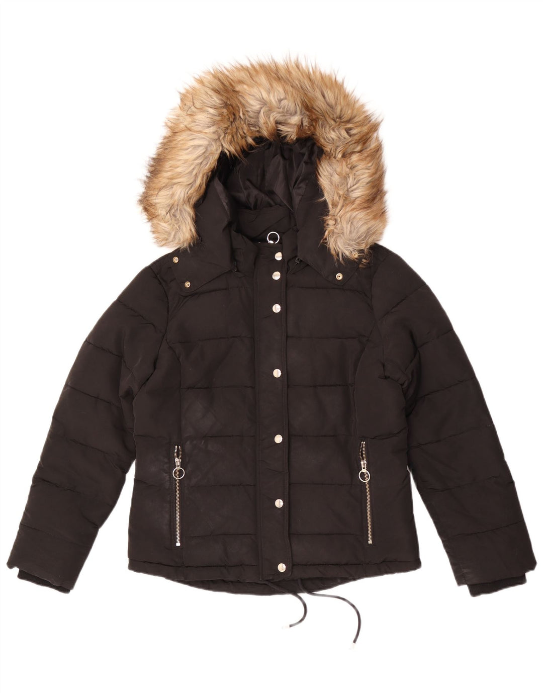 Topshop Chaqueta acolchada con capucha para mujer UK 40 Mediana Poliéster negro