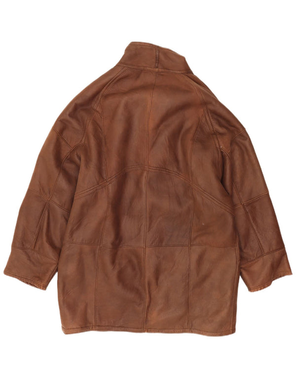 Vintage hombres cuero abrigo Reino Unido 40 grande marrón