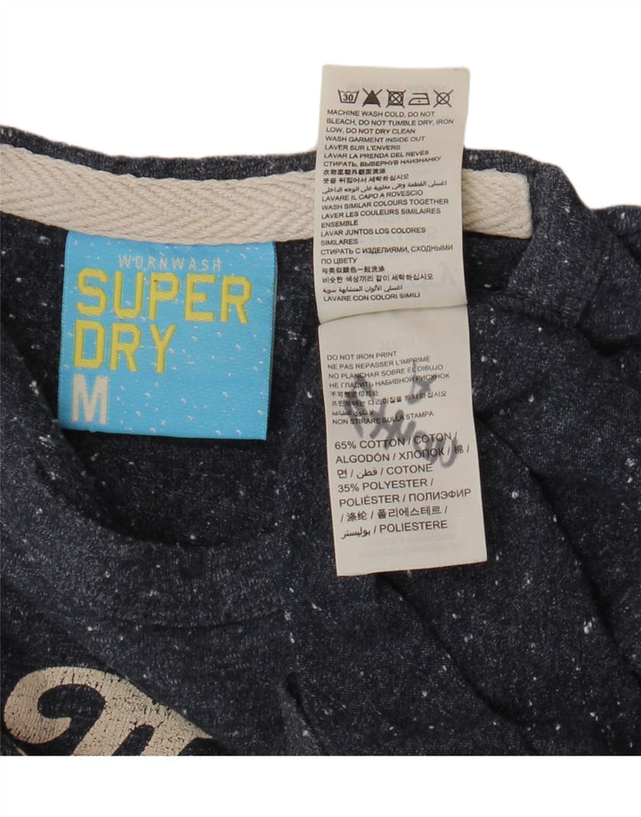 SUPERDRY Camiseta gráfica para hombre Top mediano de algodón moteado en azul marino