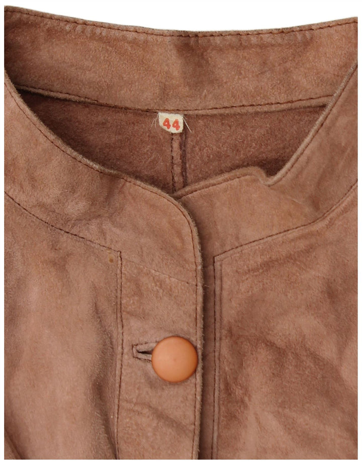 VINTAGE Blusa camisera de ante para mujer EU 44 XL Marrón