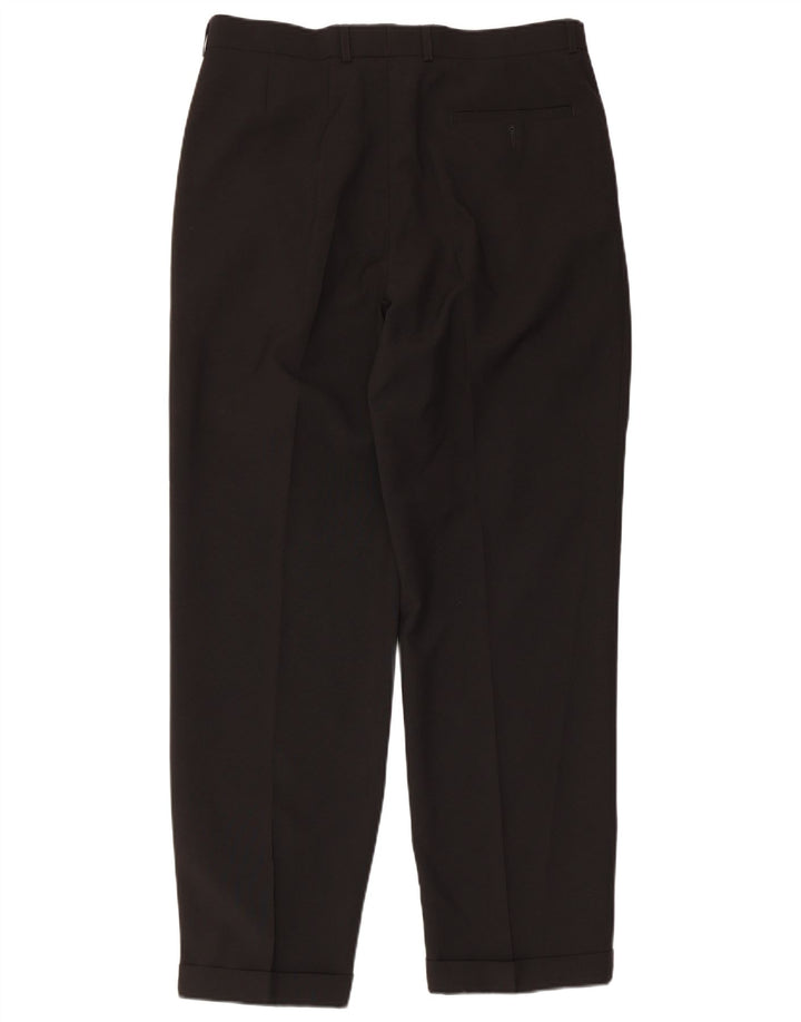 MARKS & SPENCER Pantalón de traje con pinzas para hombre W34 L31 Poliéster negro