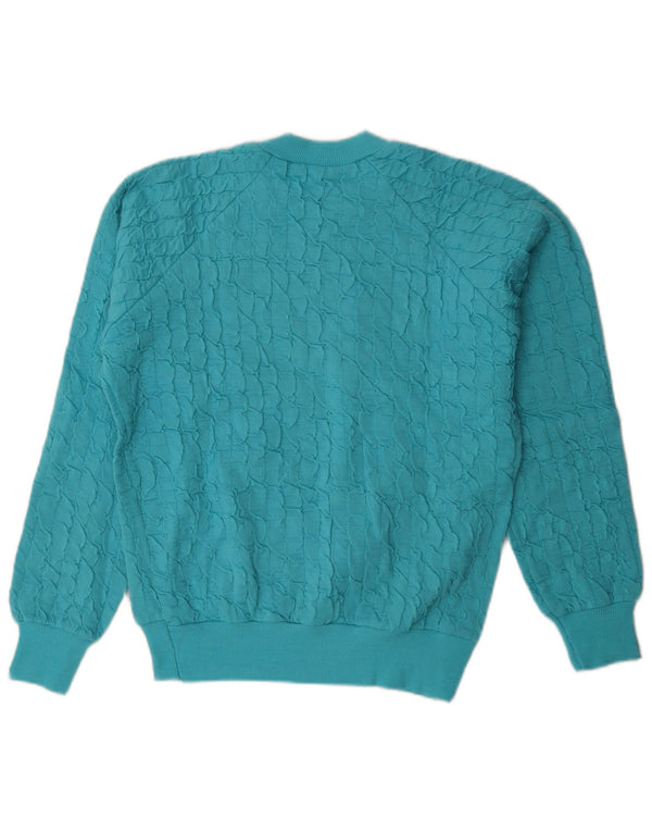 Vintage mujer cremallera cuello sudadera Jumper Reino Unido 18 XL turquesa