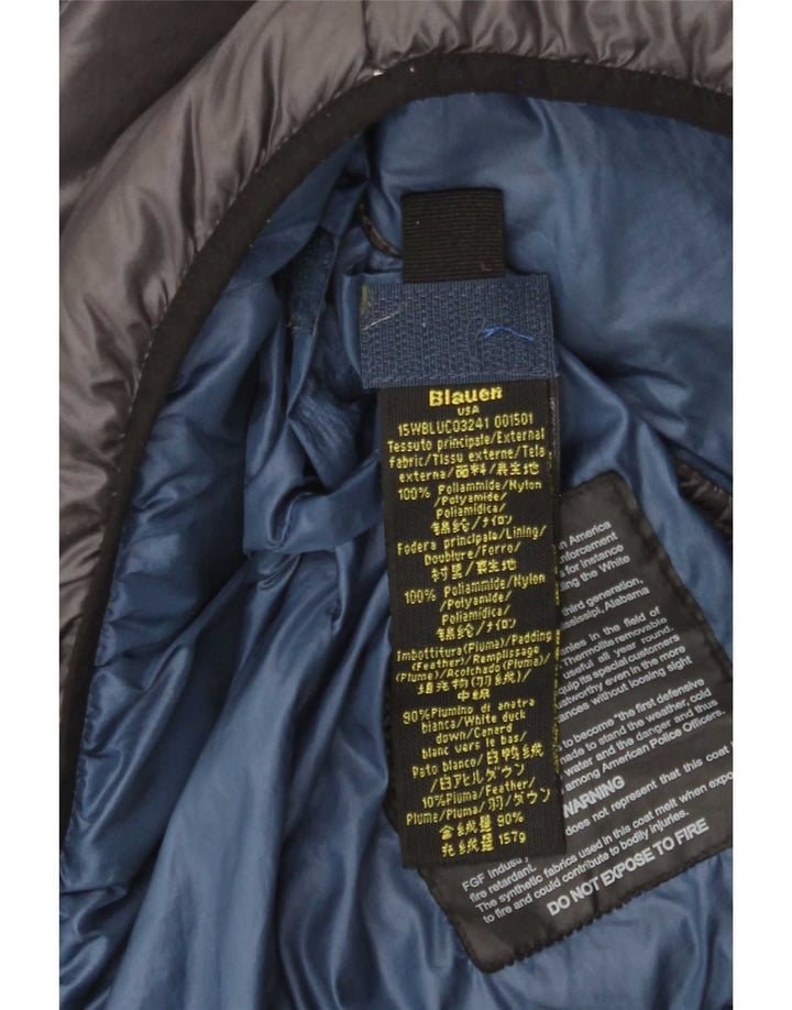 Blauer Chaqueta acolchada con capucha para hombre UK 38 Poliamida gris medio
