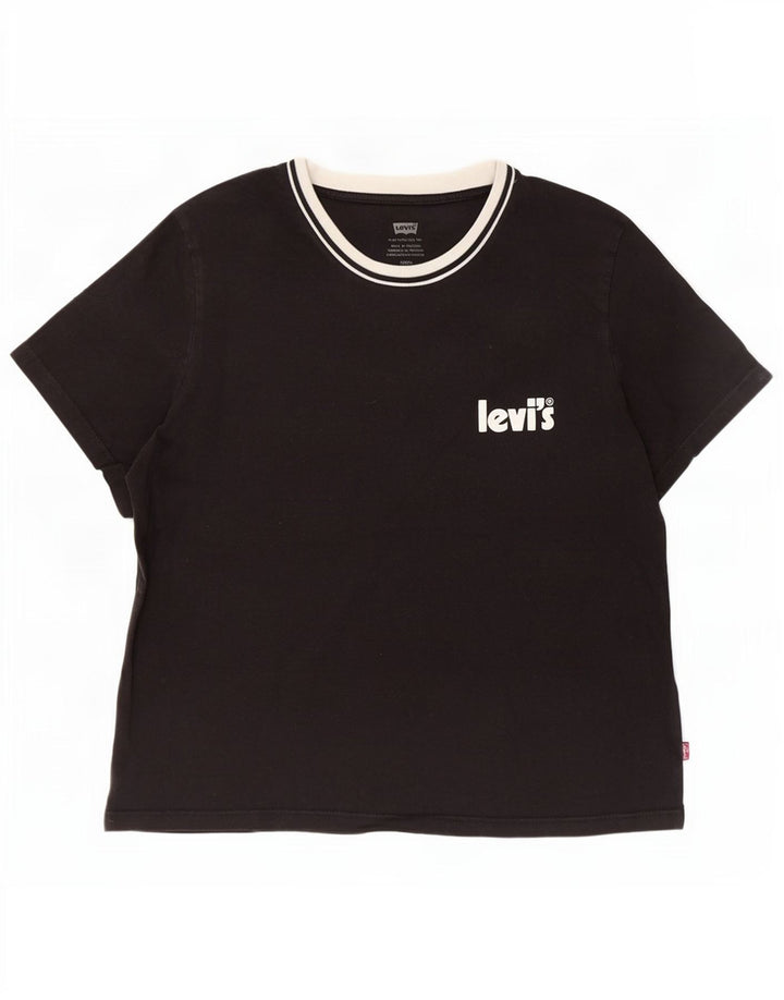 Levi's Camiseta para mujer Top UK 10 Small Black Cotton