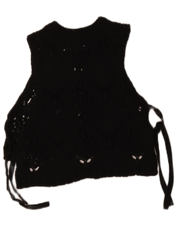 Zara Blusa Corta De Punto Sin Mangas para Mujer Top UK 10 Small Poliéster Negro