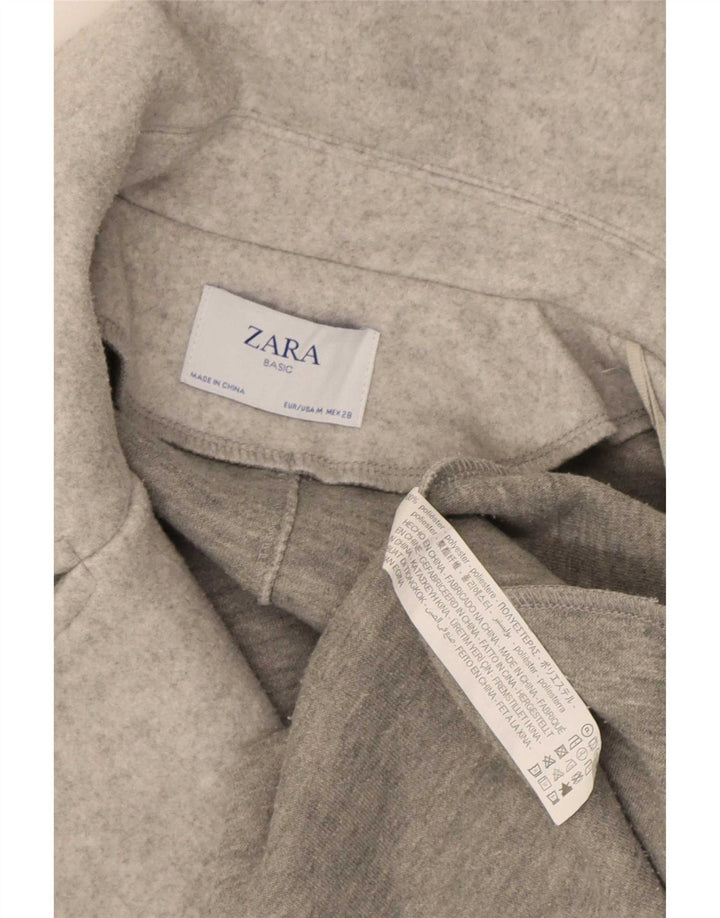 Zara Mujer Suéter Cárdigan Extragrande UK 44 Poliéster Gris Medio