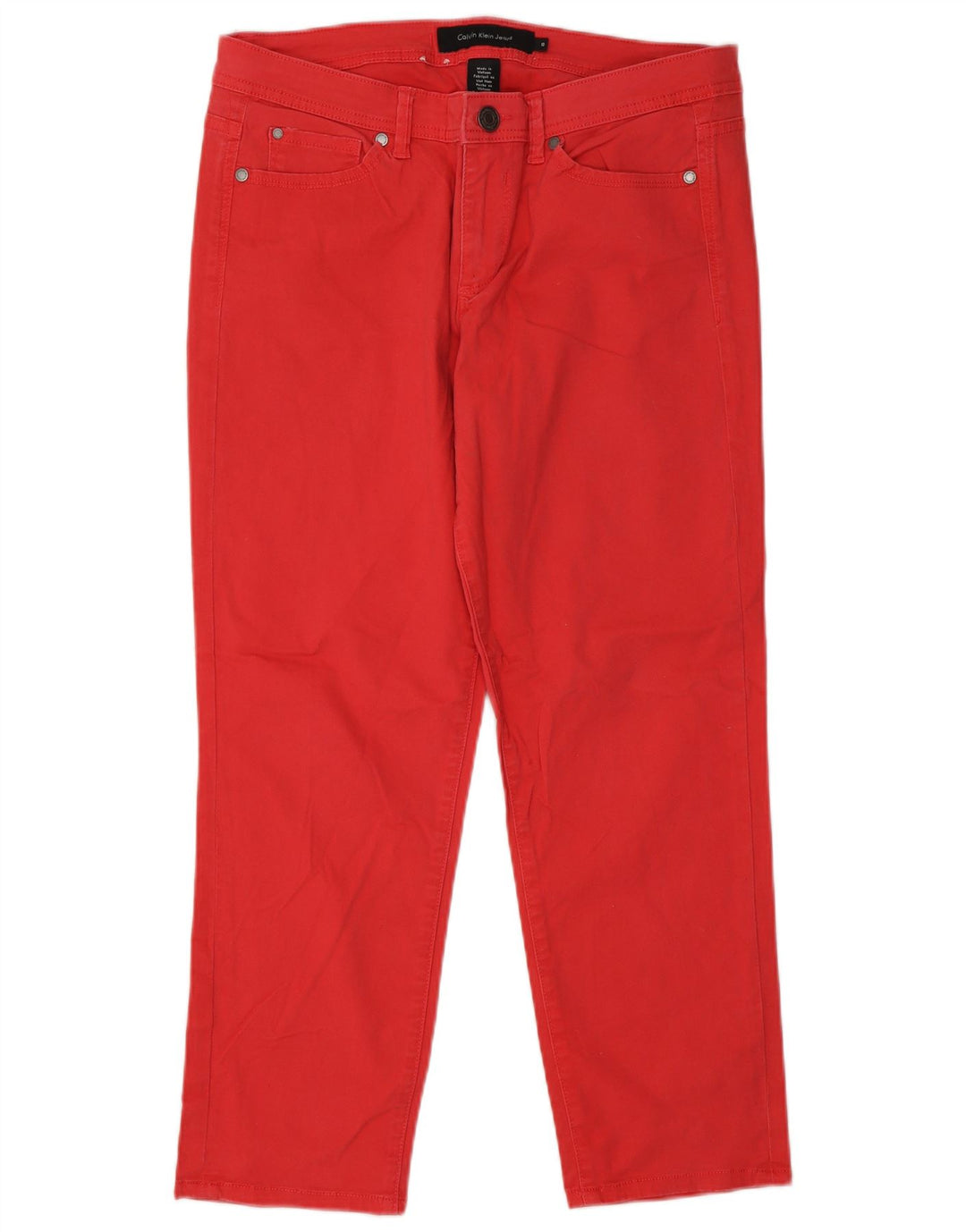 Calvin Klein Pantalones casuales rectos para mujer US 10 Medium W32 L26 Rojo