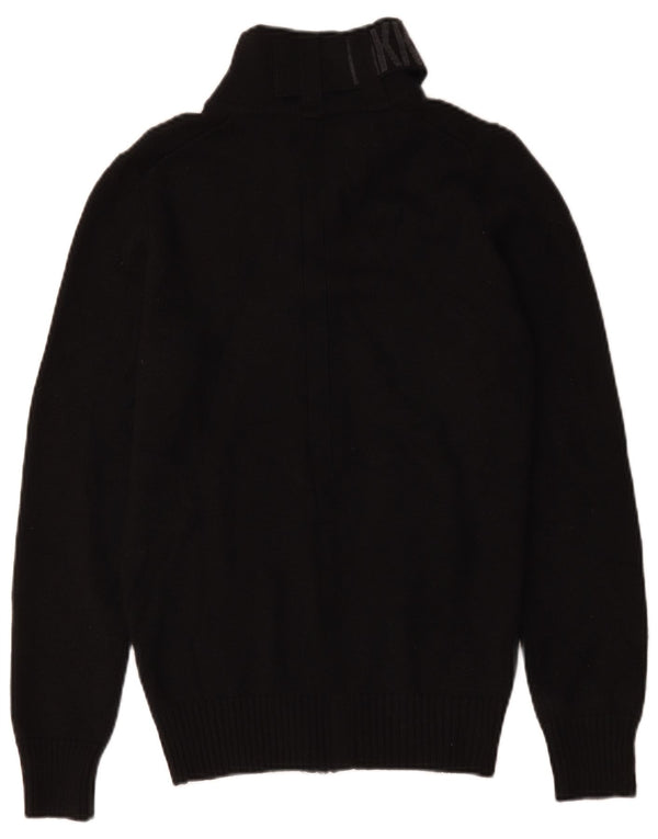Bikkembergs Cárdigan gráfico para hombre suéter pequeño de lana negra