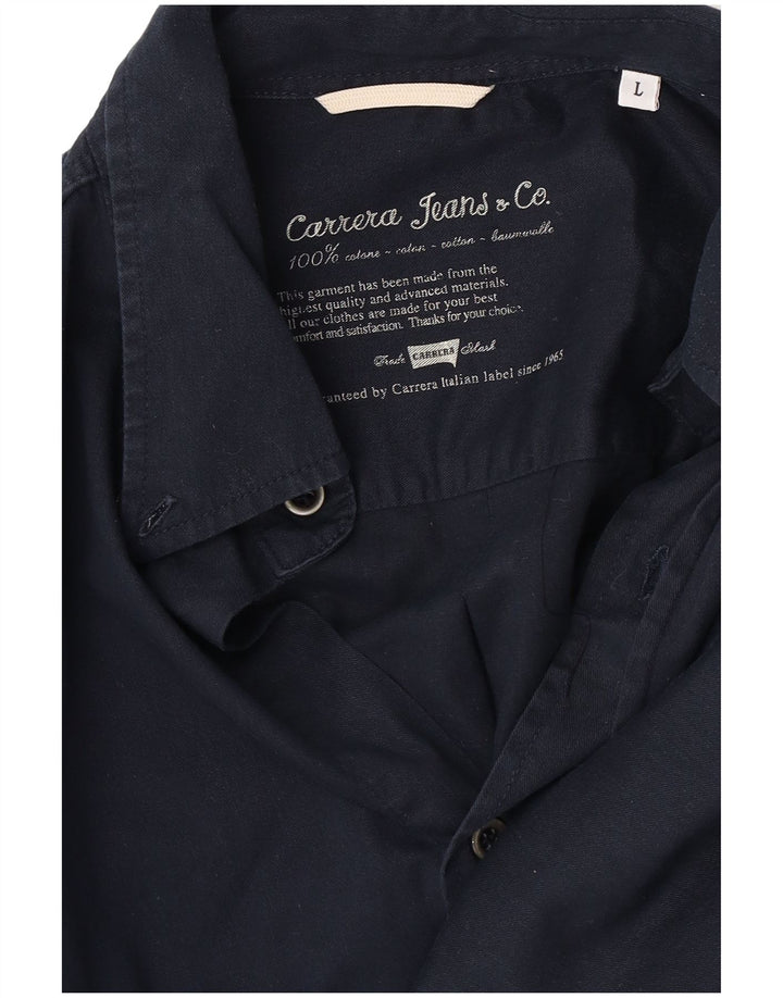 Camisa Carrera Hombre Grande Azul Marino Algodón