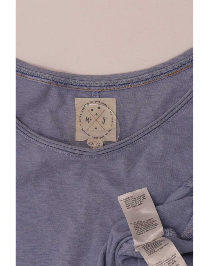 White Stuff Top para mujer de manga larga UK 42 Algodón azul medio
