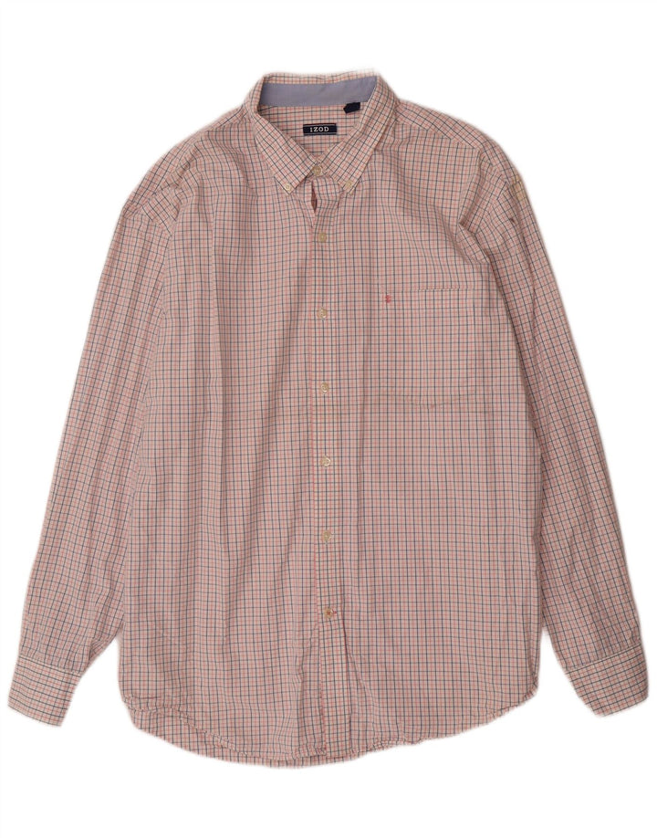 IZOD Camisa Hombre XL Algodón Cuadros Rosa