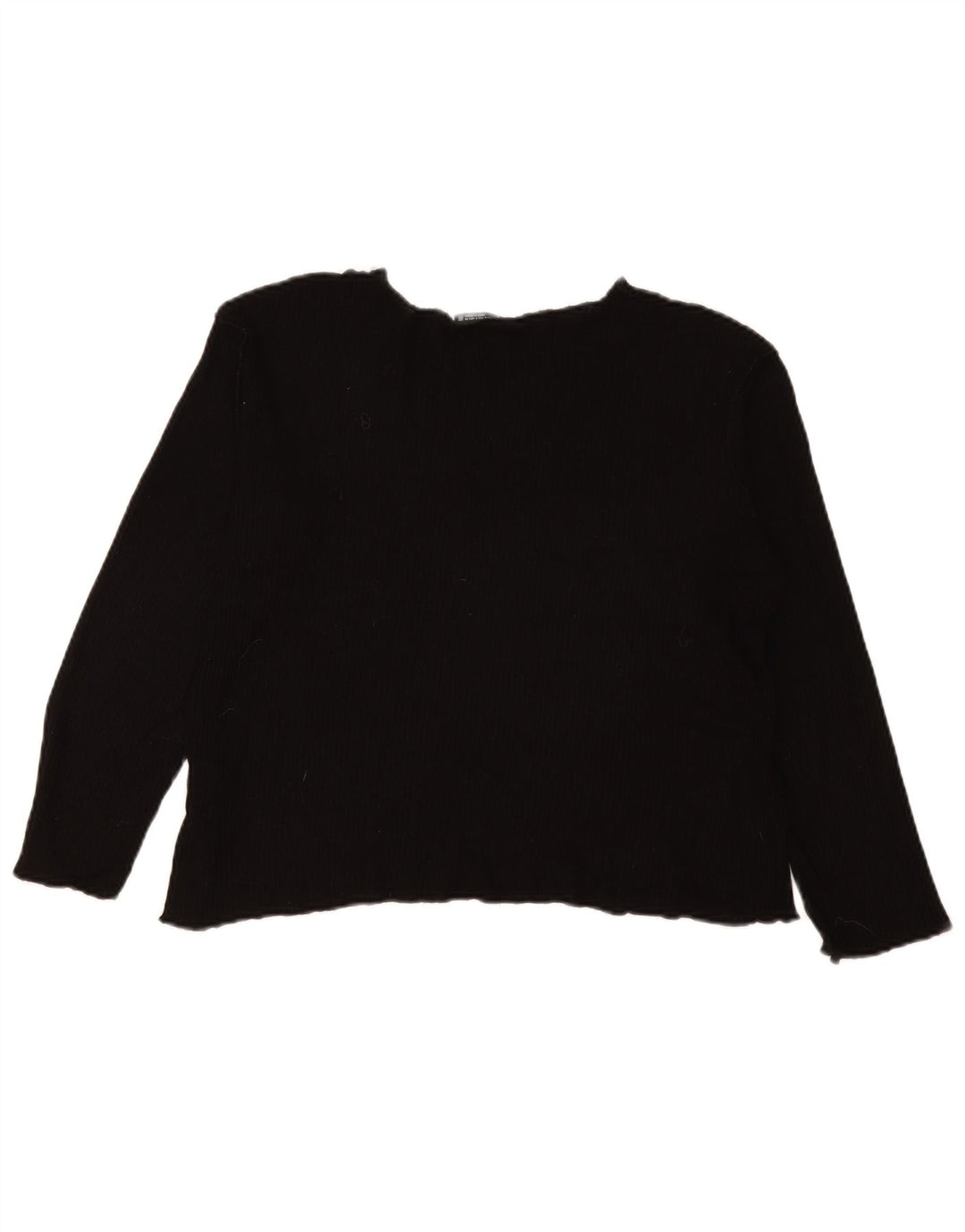 Zara Mujer Top Extragrande Manga Larga UK 10 Small Viscosa Negra