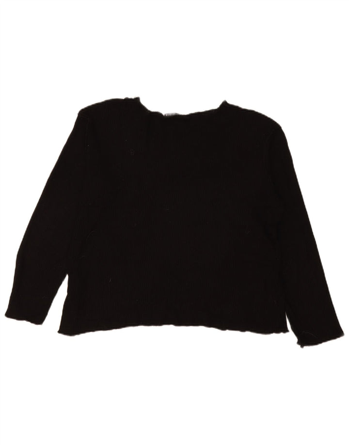Zara Mujer Top Extragrande Manga Larga UK 10 Small Viscosa Negra