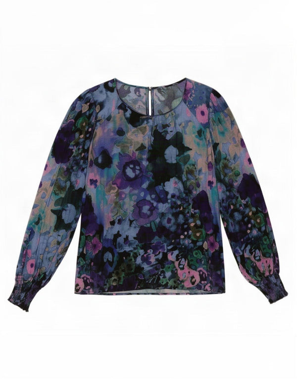 Desigual Blusa transparente para mujer Top Reino Unido 46 Grande Multicolor Floral