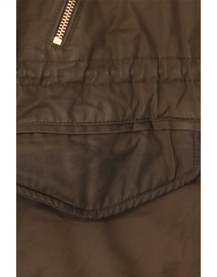 Zara Chaqueta Parka Sherpa con Capucha para Mujer UK 44 Medium Khaki