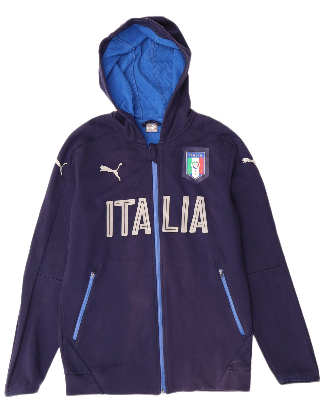 PUMA Boys Italia Graphic Zip Sudadera con capucha 15-16 años Azul marino Algodón
