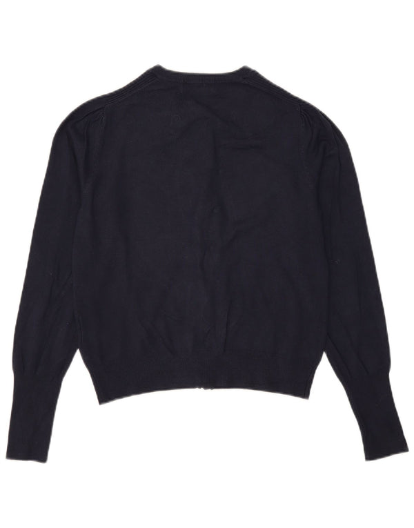 Marks & Spencer Suéter tipo cárdigan corto para mujer UK 10 Small Viscosa azul marino