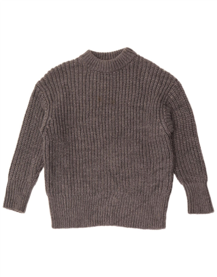 Zara - Jersey extragrande con cuello barco para mujer, talla 10, poliéster gris pequeño