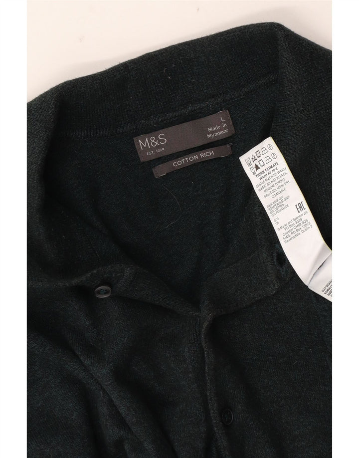 Marks & Spencer - Jersey de cuello polo para hombre, talla grande, algodón verde