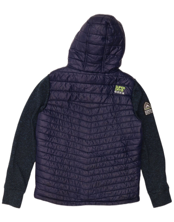 SUPERDRY Chaqueta acolchada con capucha y gráfico para hombre UK 42 XL Azul marino moteado