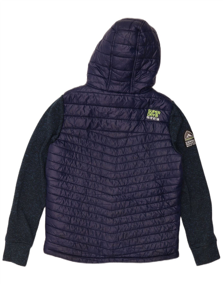 SUPERDRY Chaqueta acolchada con capucha y gráfico para hombre UK 42 XL Azul marino moteado