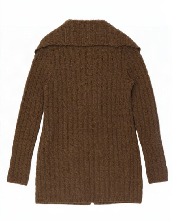 Massimo Dutti Cárdigan Abierto Largo para Mujer UK 44 Lana Marrón Medio