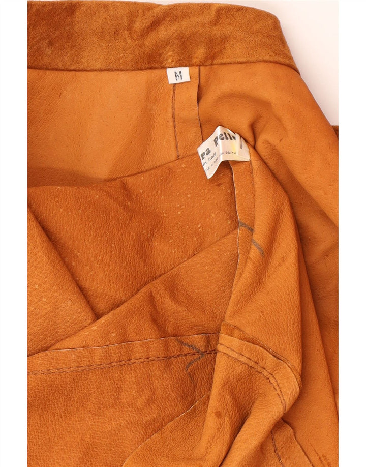 VINTAGE Abrigo de ante de gran tamaño para mujer Reino Unido 14 Cuero marrón medio