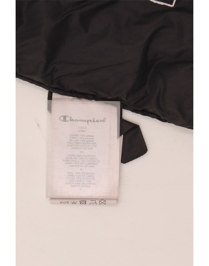 Champion Chaqueta Acolchada Con Capucha Para Mujer UK 10 Small Poliéster Negro