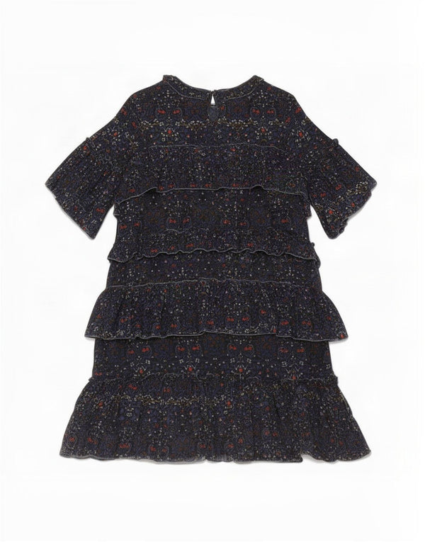 Velvet Womens By Graham & Spencer Tiered Dress UK 14 Medium Navy Blue