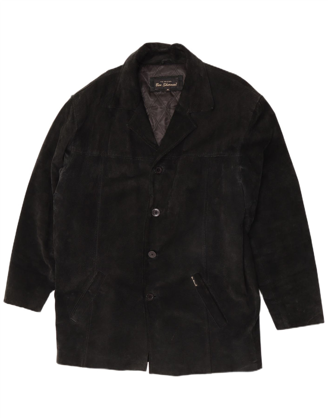 Ben Sherman Abrigo cortavientos de ante para hombre Reino Unido 38 Cuero negro mediano