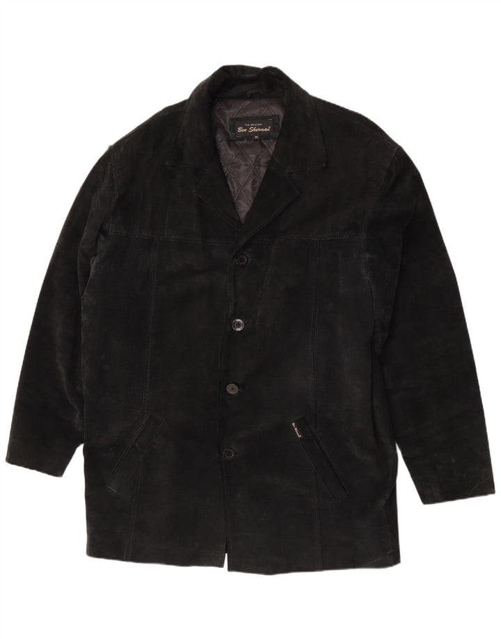 Ben Sherman Abrigo cortavientos de ante para hombre Reino Unido 38 Cuero negro mediano