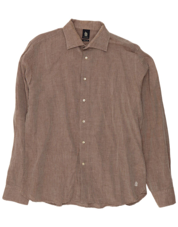 Marina Yachting Mens Slim Fit Shirt Size 44 XL Grey Linen