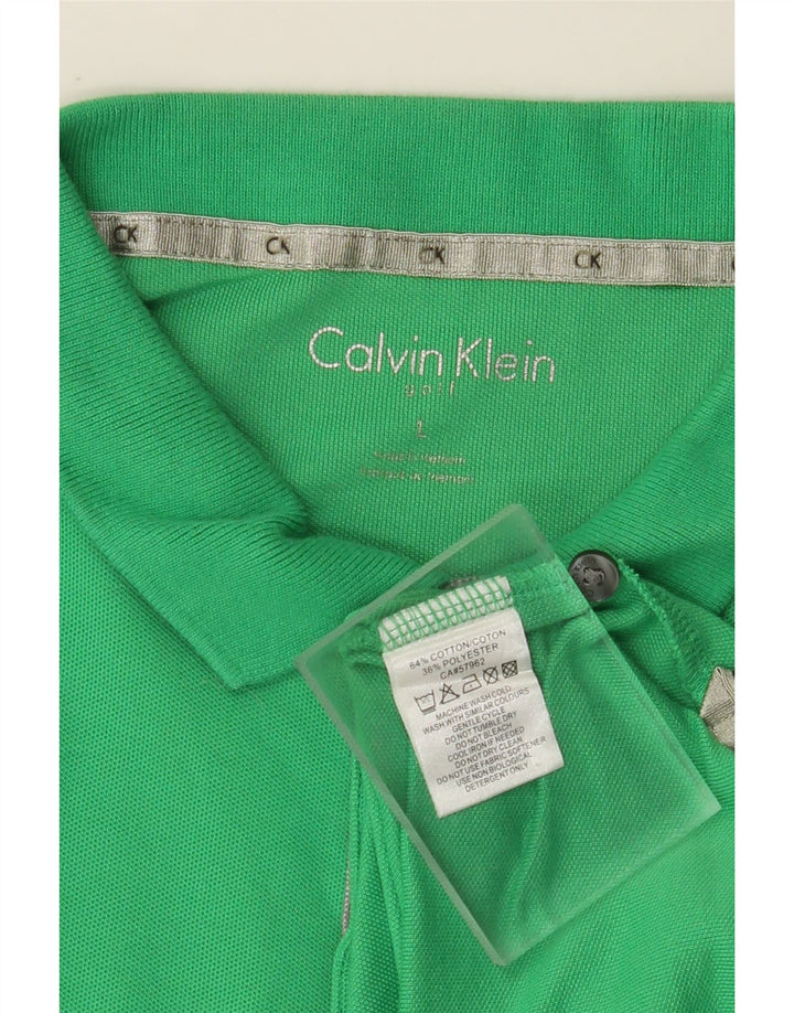 CALVIN KLEIN Polo para hombre grande de algodón verde