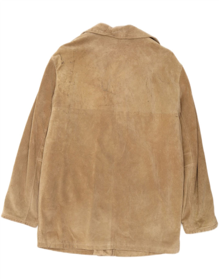 Vintage mujer ante chaqueta Reino Unido 16 grande beige
