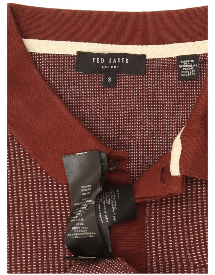 Ted Baker Polo para hombre Talla 3 Algodón a rayas marrón medio