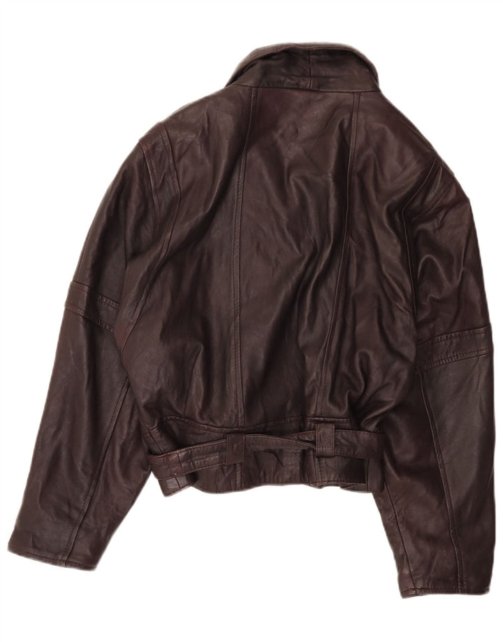 Chaqueta de cuero vintage para mujer IT 42 Cuero medio burdeos