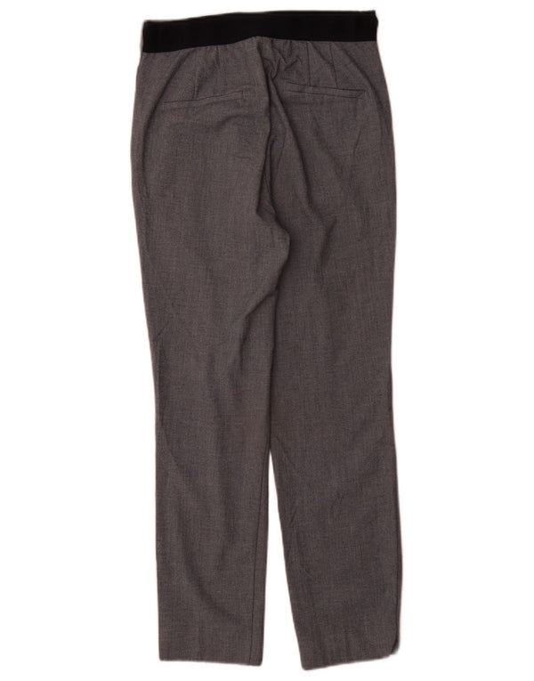 Zara Mujer Pantalones De Traje Slim De Talle Alto Pequeño W26 L27 Bloque De Color Gris