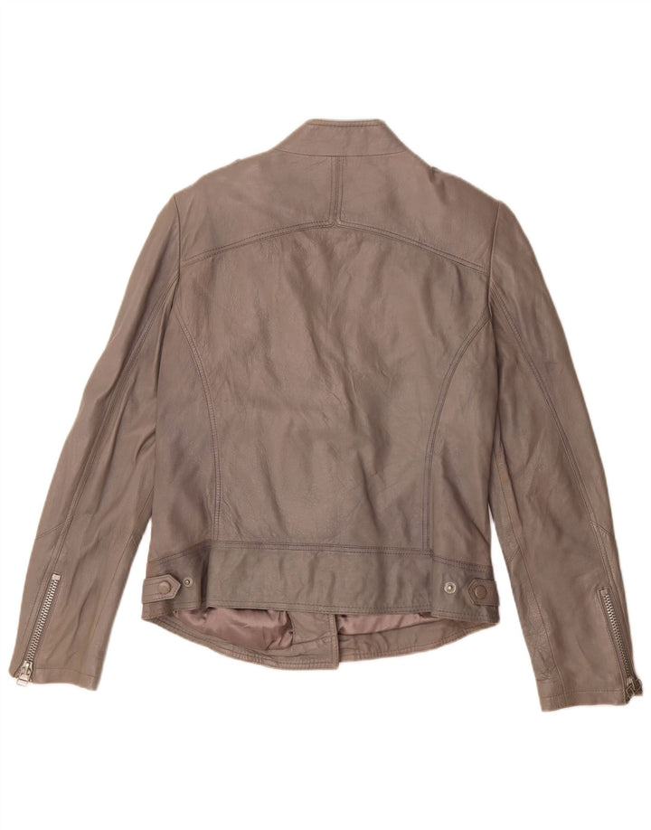 C&A Chaqueta motera de cuero Cindy Crawford para mujer EU 40 Gris medio