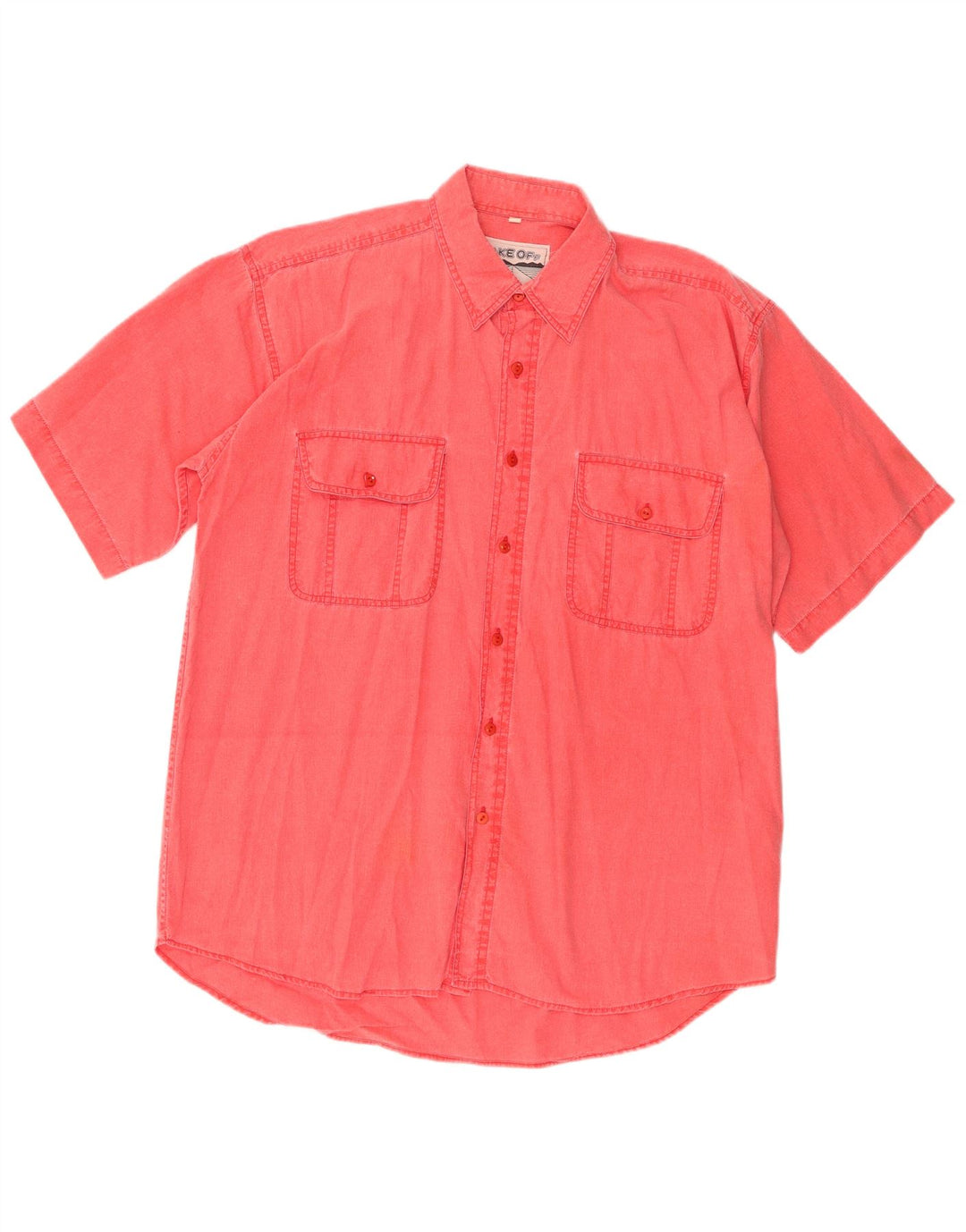 Vintage hombres relajado ajuste camisa grande algodón rosa