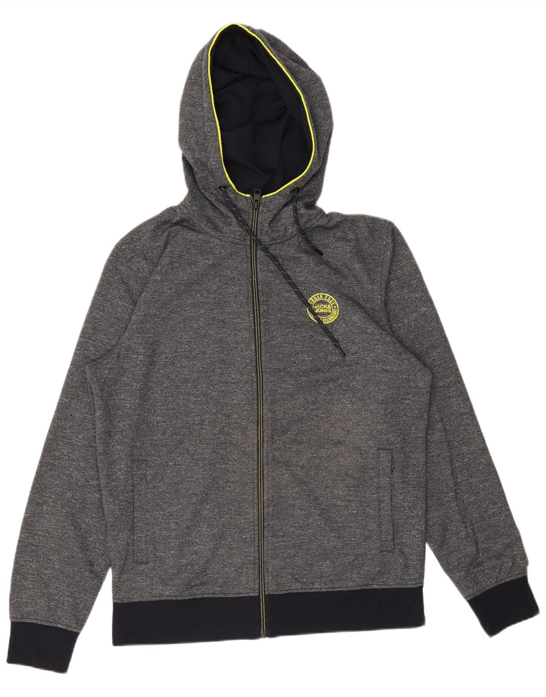 Jack & Jones Hombre Sudadera Con Capucha Y Cremallera De Algodón Moteado Gris Medio