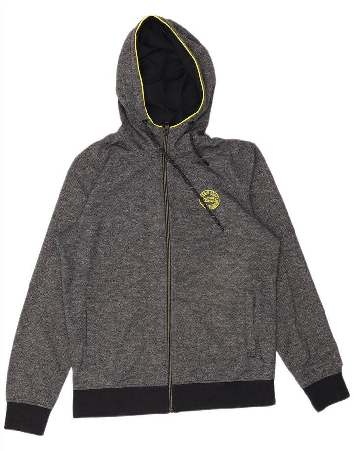 Jack & Jones Hombre Sudadera Con Capucha Y Cremallera De Algodón Moteado Gris Medio
