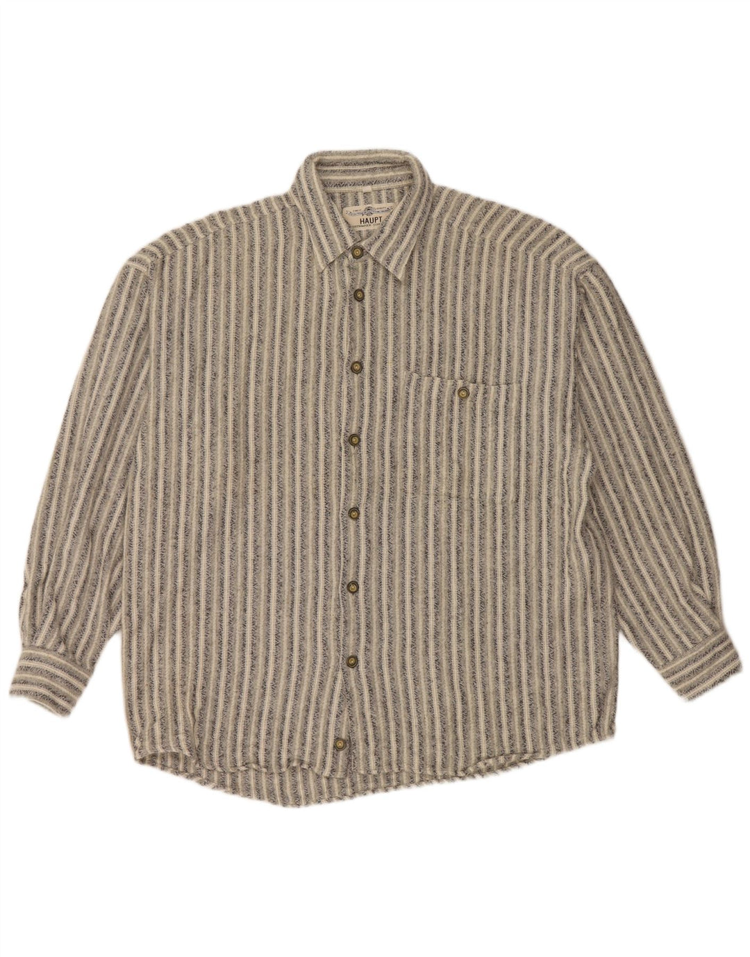 HAUPT Camisa de franela para hombre talla 41/42 grande gris algodón a rayas