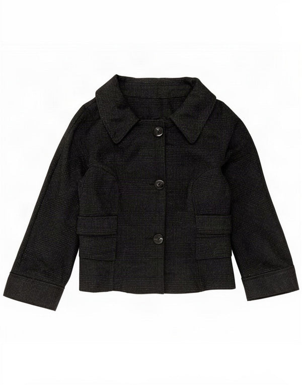 Zara Chaqueta Blazer de 3 Botones para Mujer UK 44 Mediana Lana a Cuadros Negra